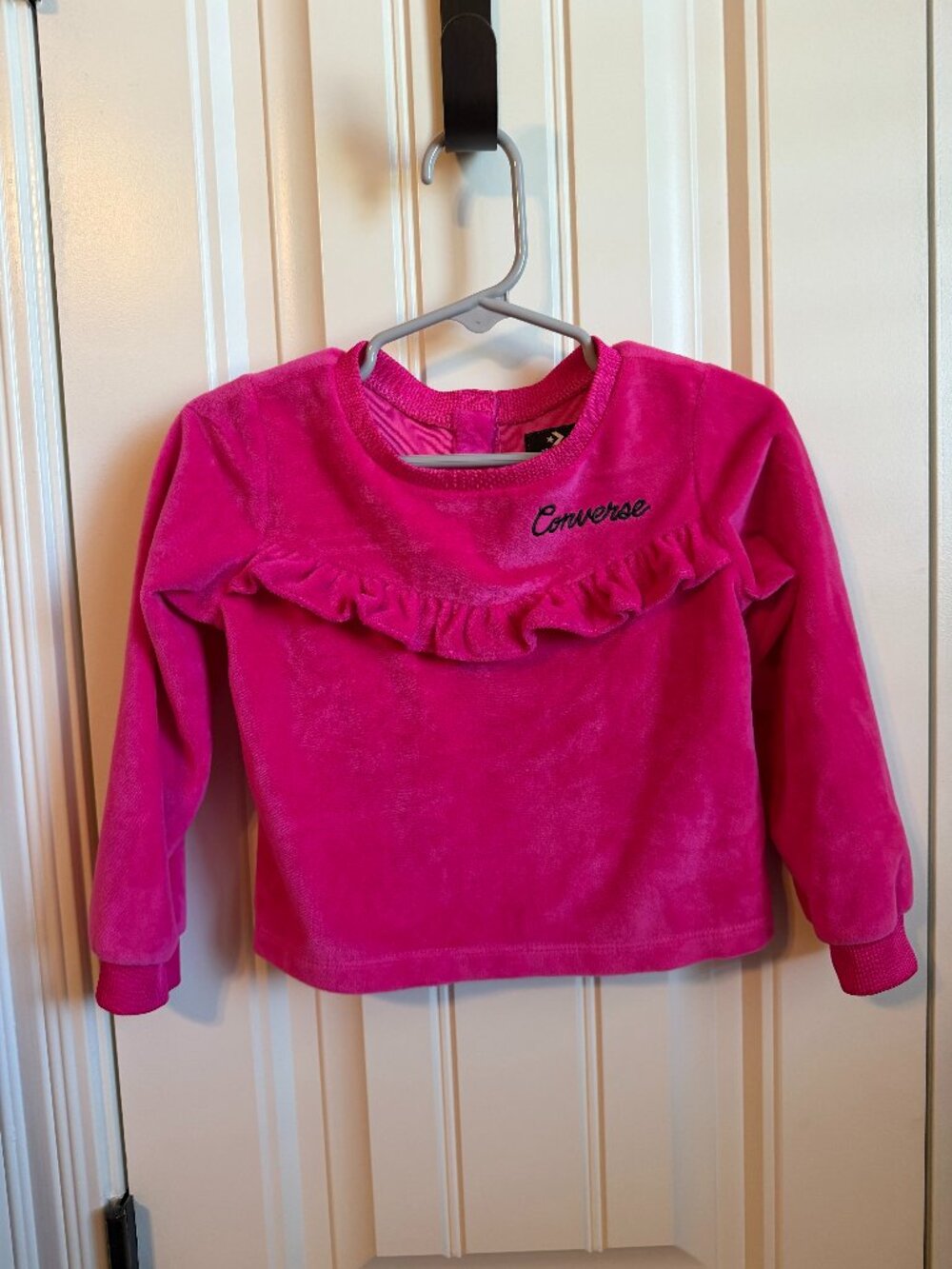Converse Girls Hot Pink Velour Ruffle Sweatshirt